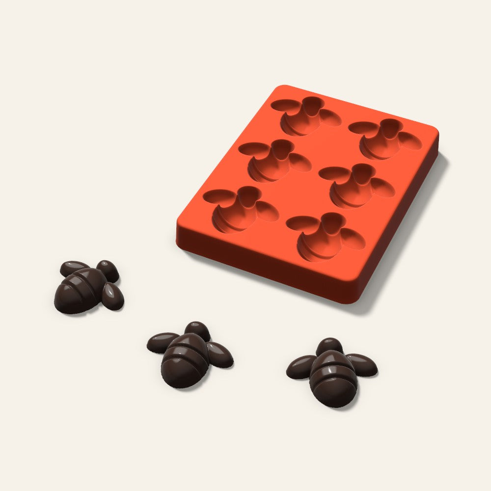 Bee Chocolate Mold, 2 Inch, 6 Cavity, 3D render