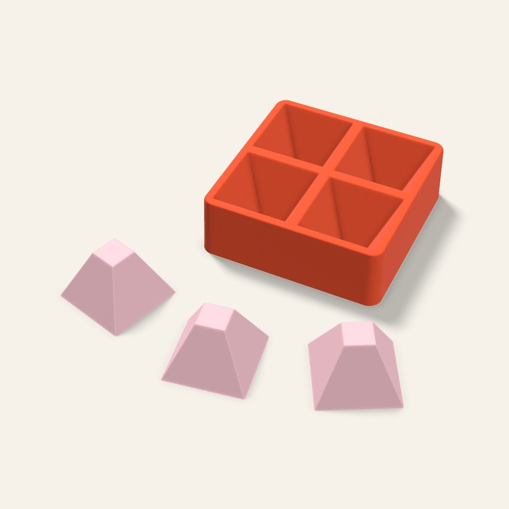 Flat Top Pyramid Soap Mold, 3 Inch, 4 Cavity, 3D render