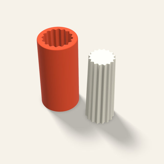 Ribbed Pillar Candle Mold, 2 x 5 Inch, 3D render