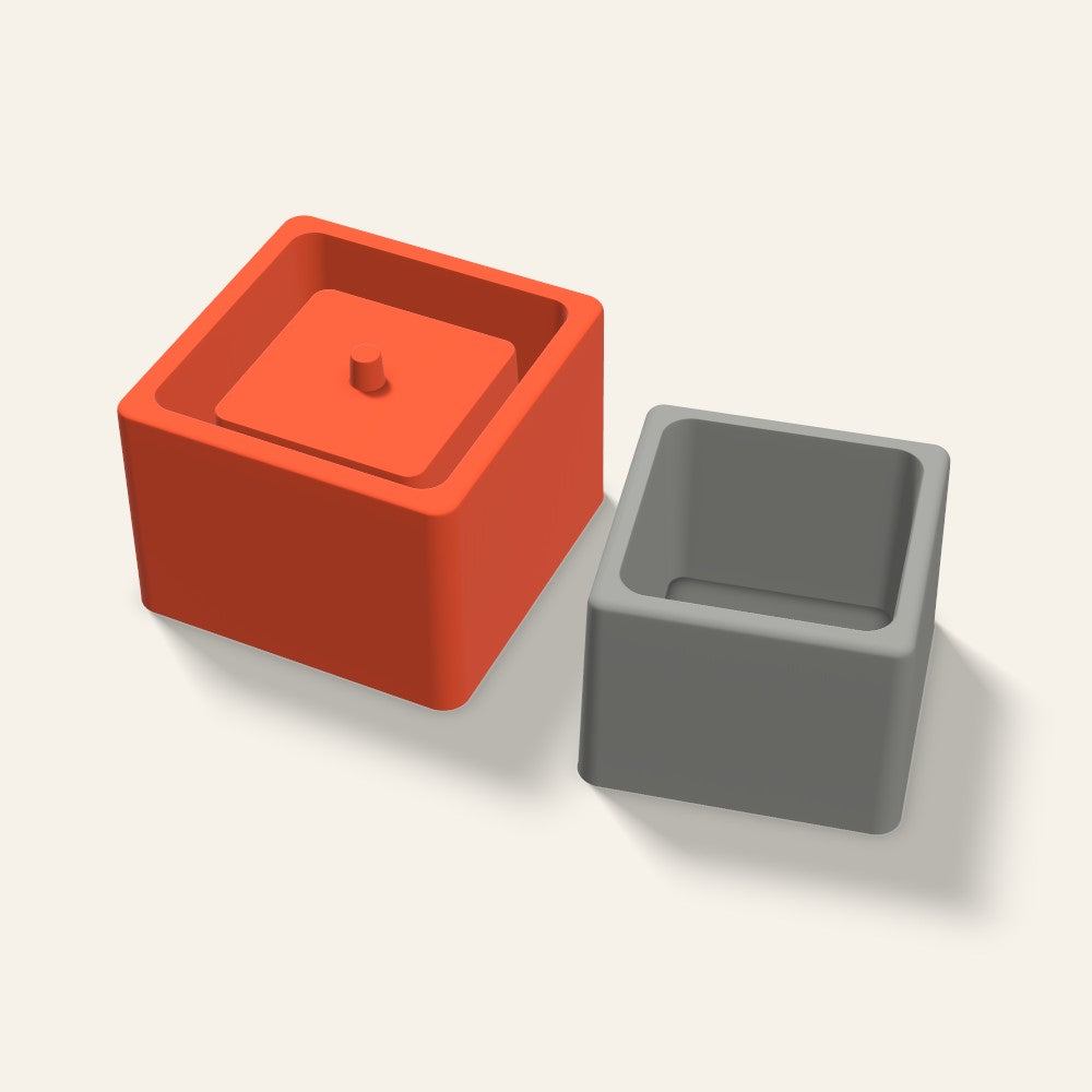 Low Square Concrete Planter Mold, 4 Inch, 3D render