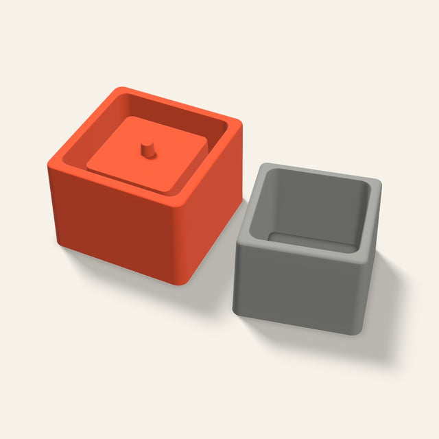 Low Square Concrete Planter Mold, 4 Inch, 3D render