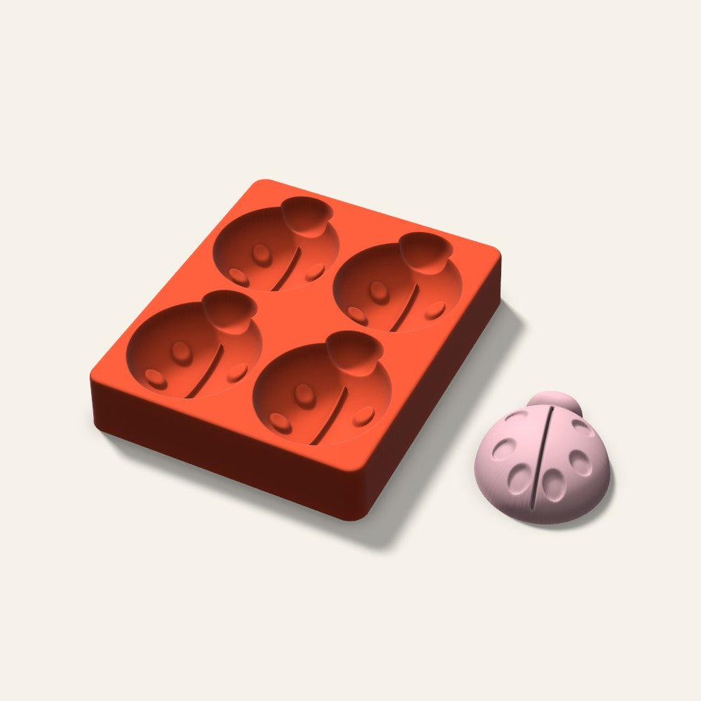 Ladybug Soap Mold, 3 Inch, 4 Cavity, 3D render