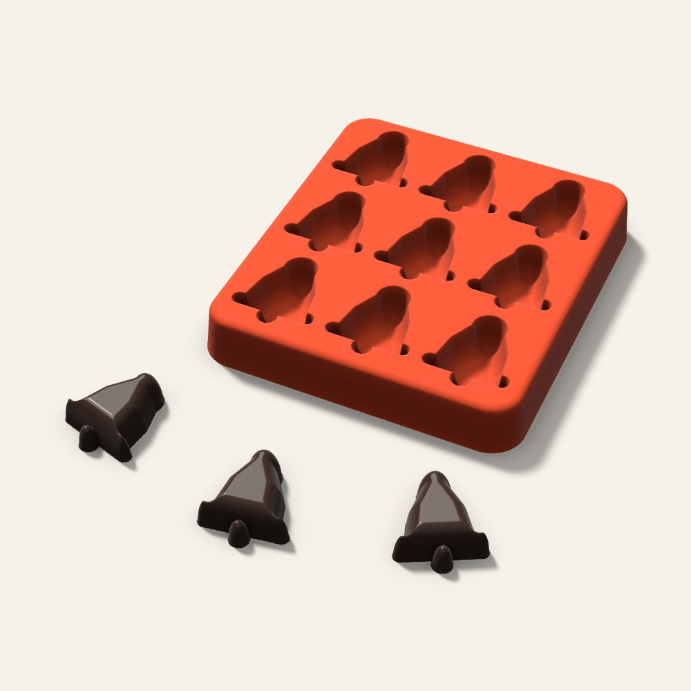 Bell Candy Mold, 1 Inch, 9 Cavity, 3D render