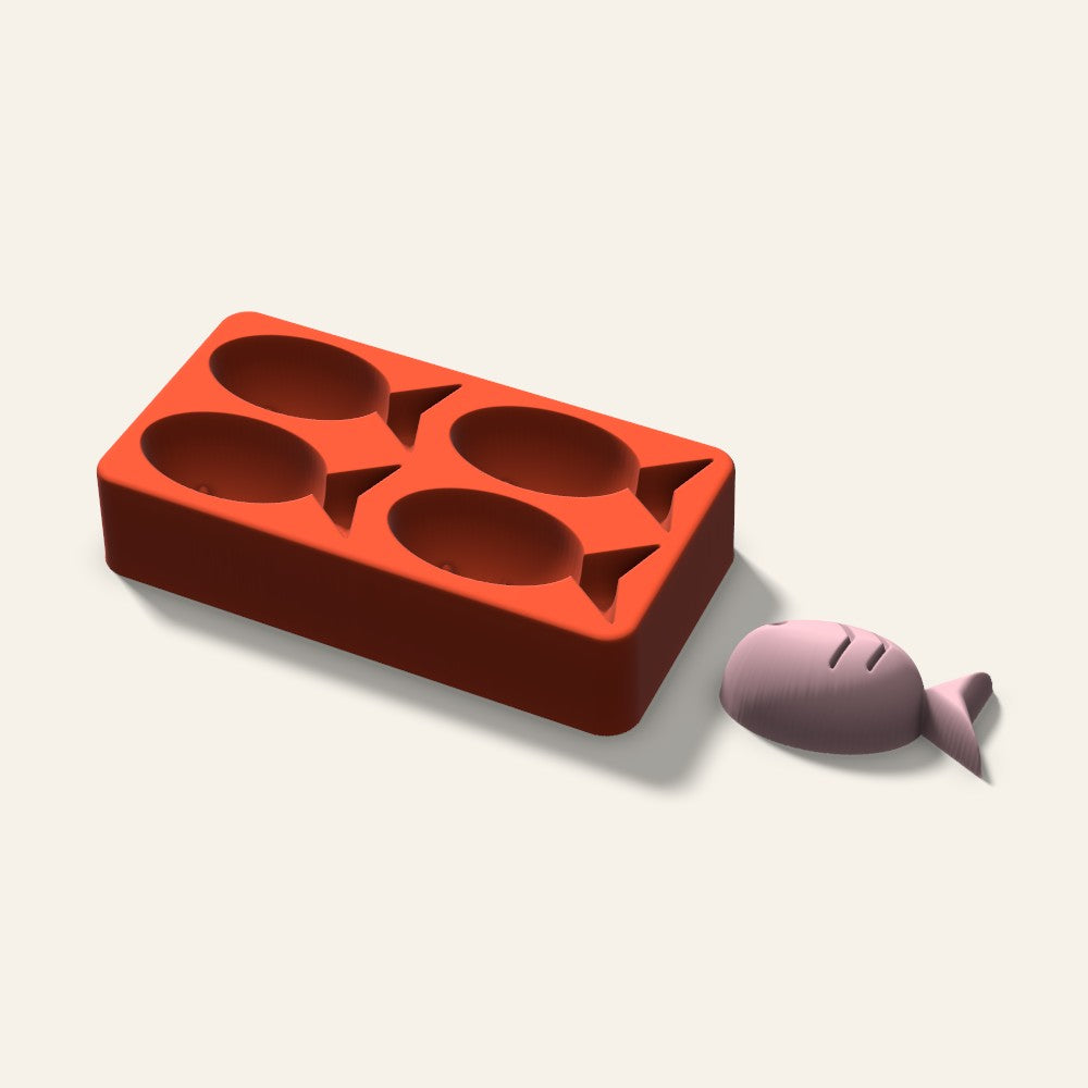 Fish Soap Mold, 2.5 Inch, 4 Cavity, 3D render