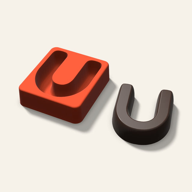 Letter U Mold, 3 Inch, 3D render