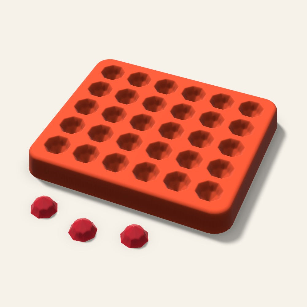 Octagon Gem Candy Mold, 0.5 Inch, 30 Cavity, 3D render
