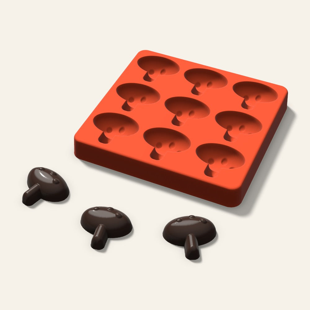 Mushroom Chocolate Mold, 1.5 Inch, 9 Cavity, 3D render