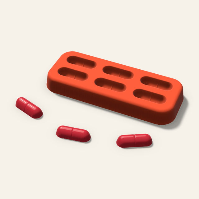 Capsule Candy Mold, 0.75 Inch, 6 Cavity, 3D render