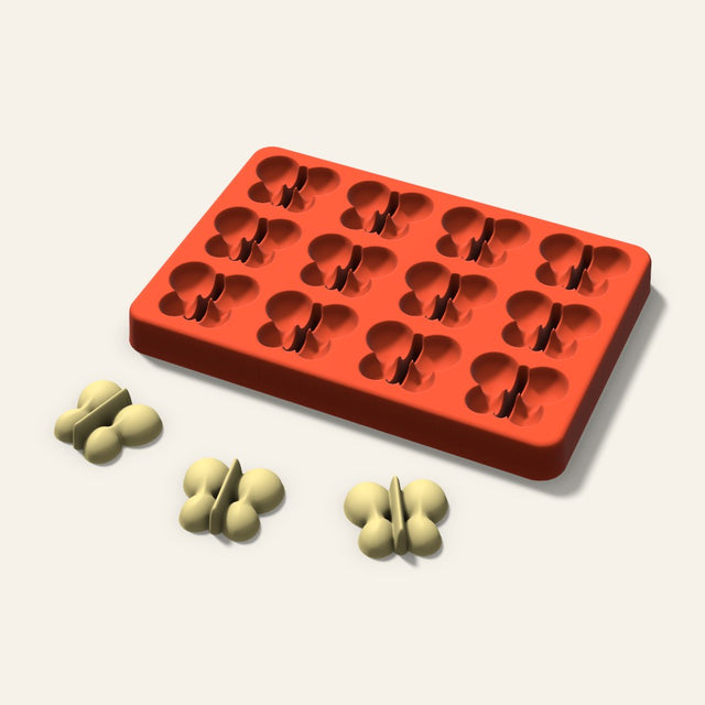 Butterfly Butter Pat Mold, 1.25 Inch, 12 Cavity, 3D render