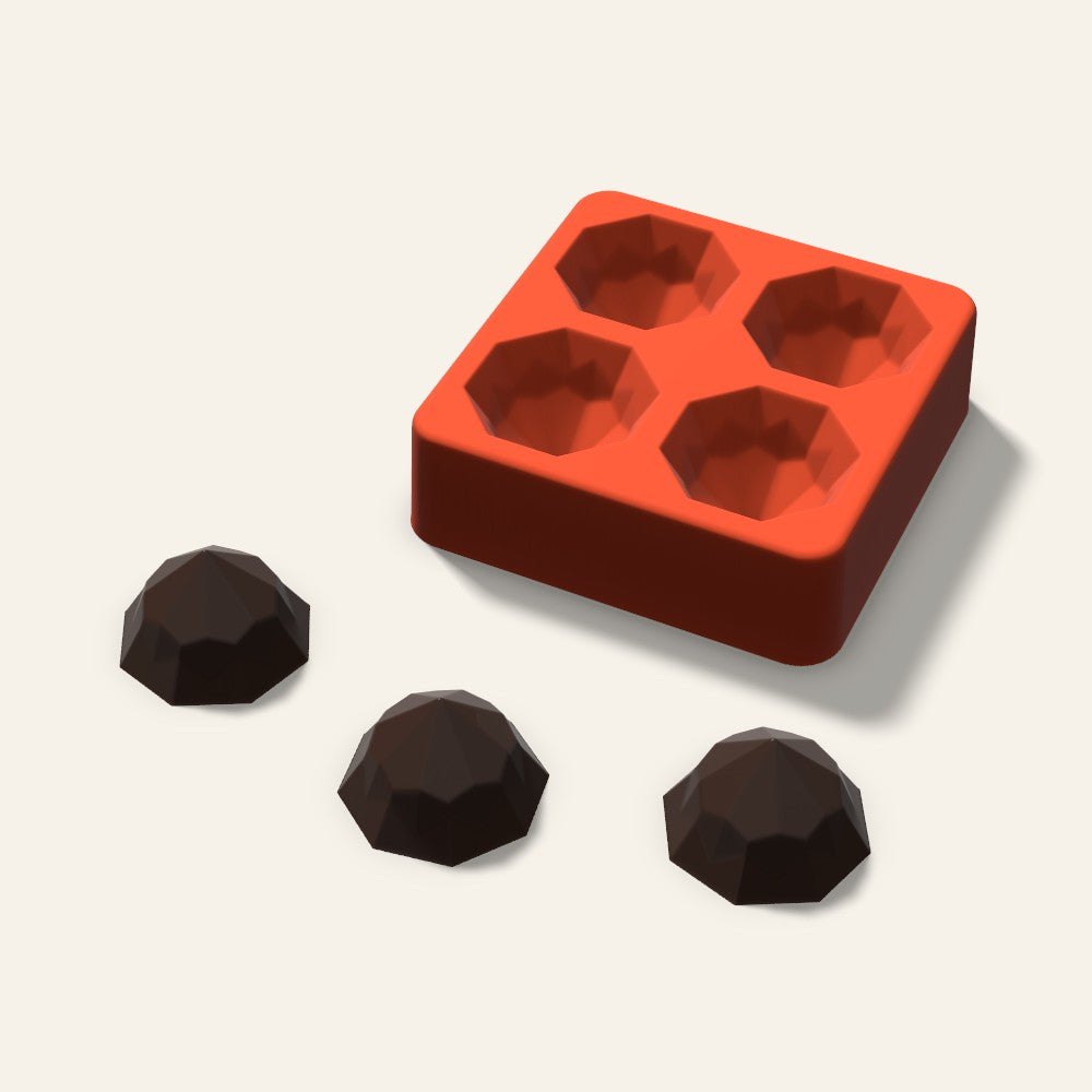 Octagon Gem Chocolate Mold, 1.5 Inch, 4 Cavity, 3D render