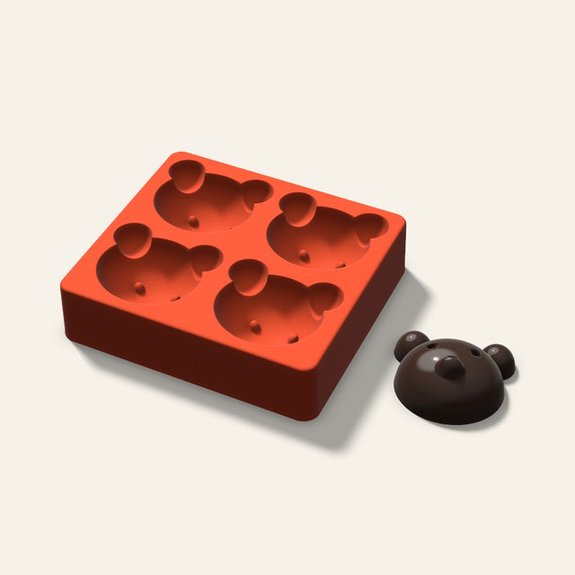 Bear Mini Cake Mold, 2.5 Inch, 4 Cavity, 3D render