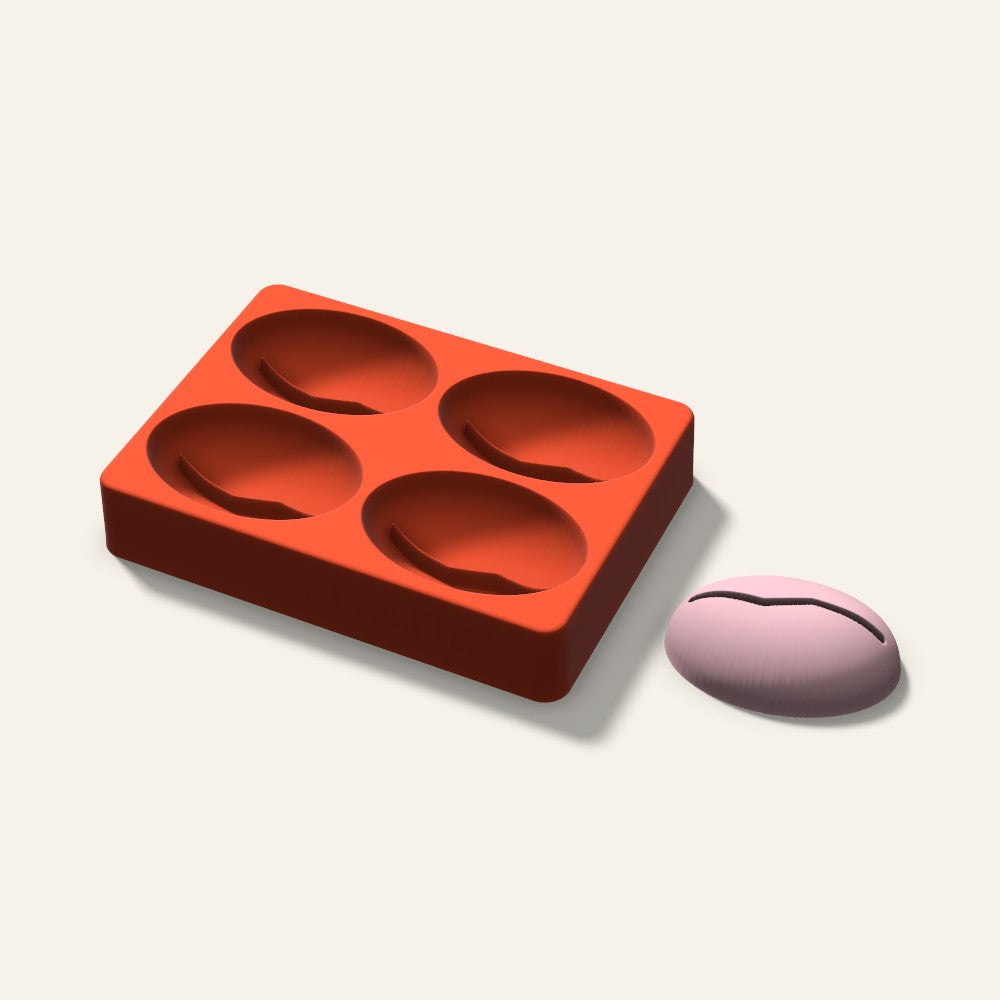 Coffee Bean Soap Mold, 3 Inch, 4 Cavity, 3D render