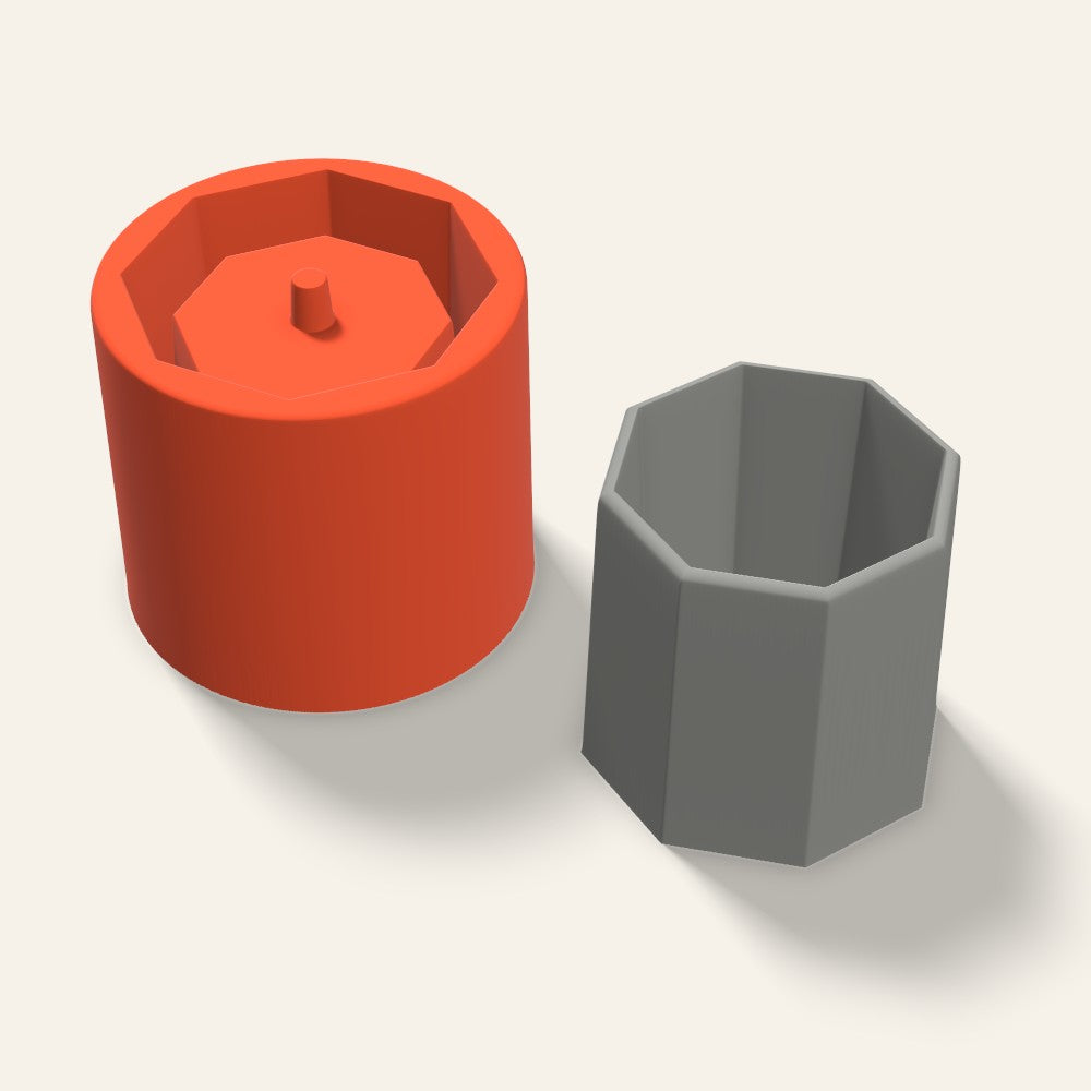 Octagon Concrete Planter Mold, 3 Inch, 3D render