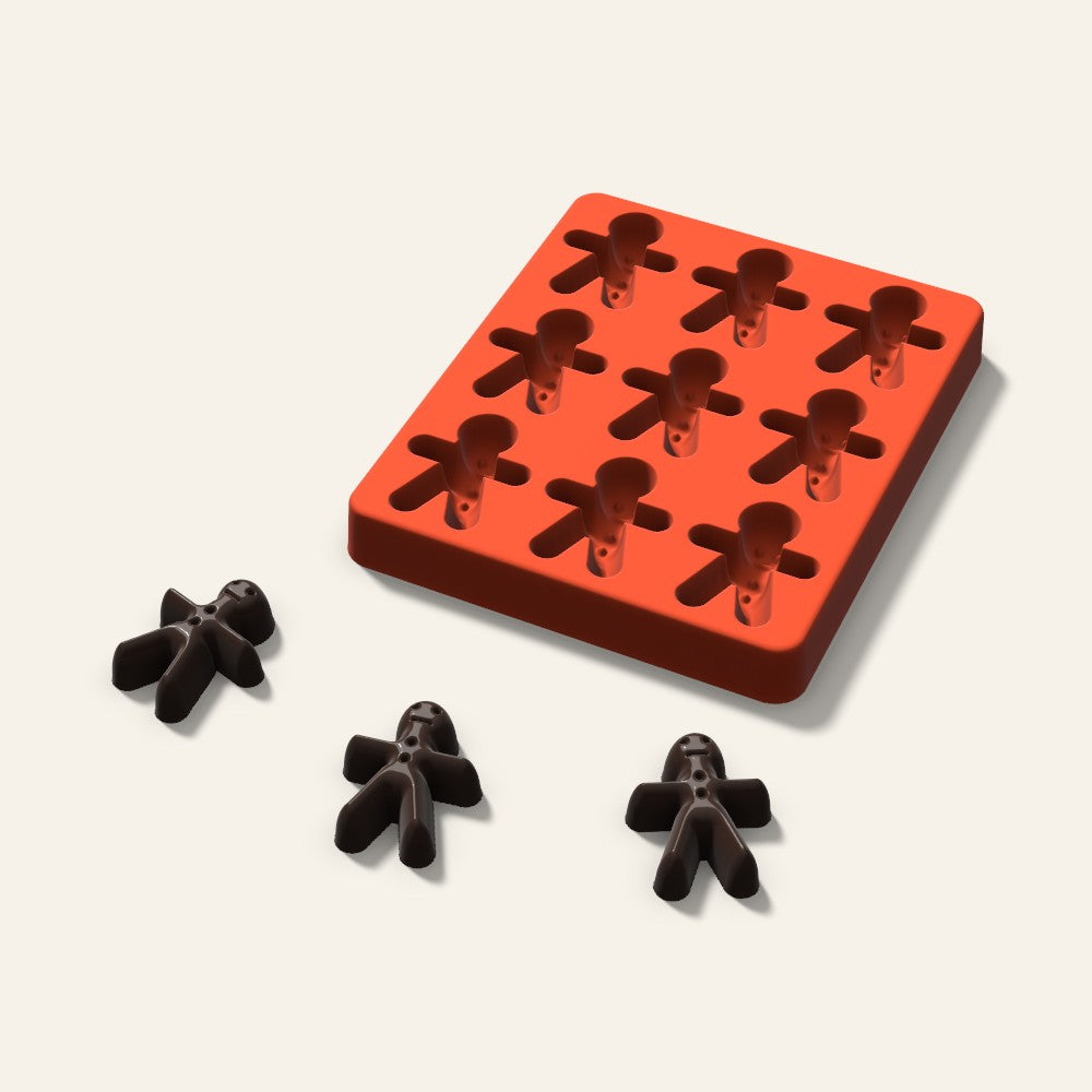 Gingerbread Chocolate Mold, 1.75 Inch, 9 Cavity, 3D render