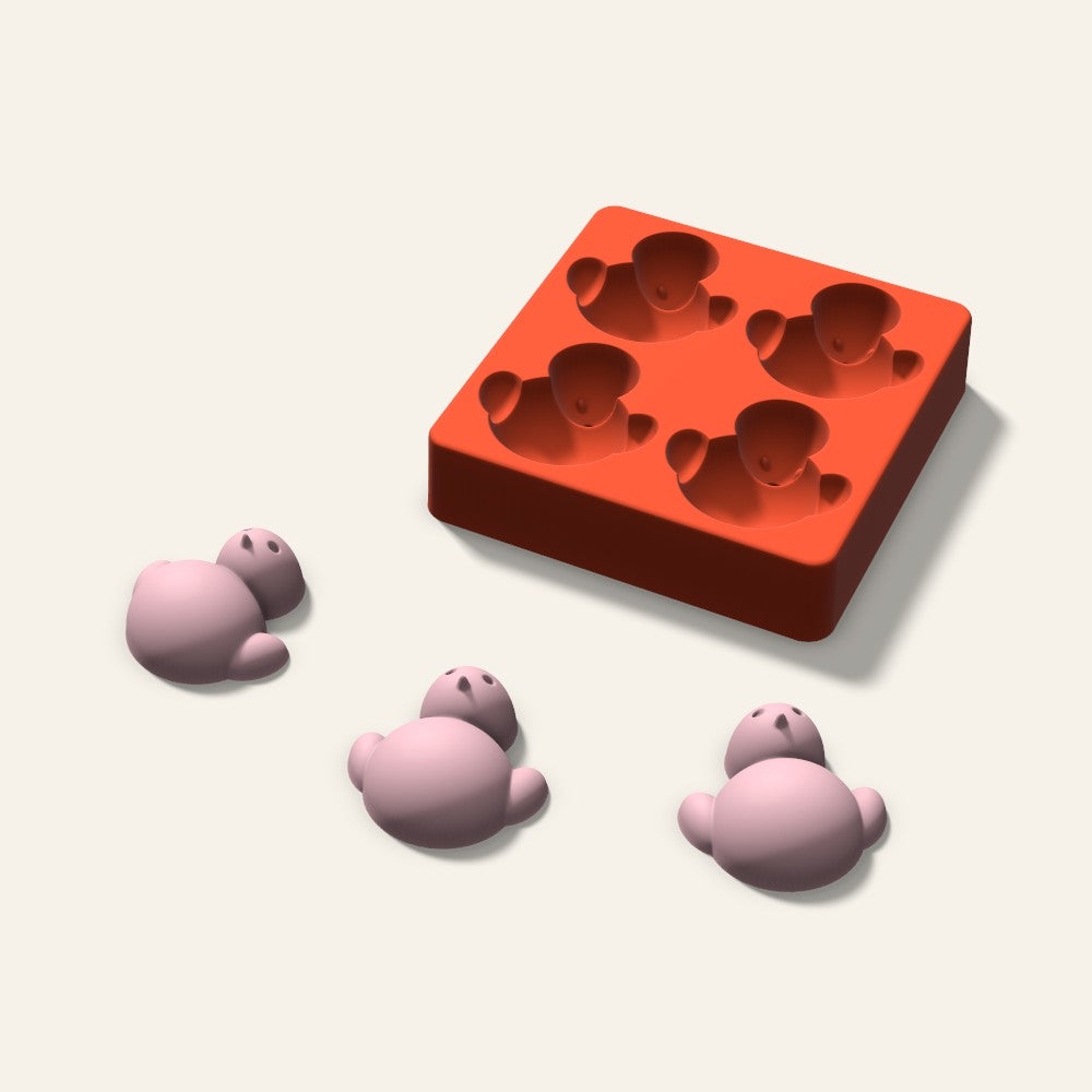 Chick Soap Mold, 2.5 Inch, 4 Cavity, 3D render