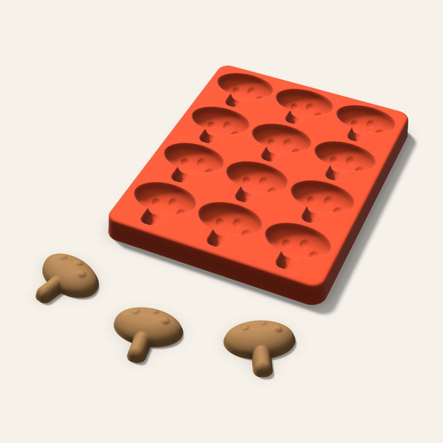 Mushroom Pet Treat Mold, 1.5 Inch, 12 Cavity, 3D render