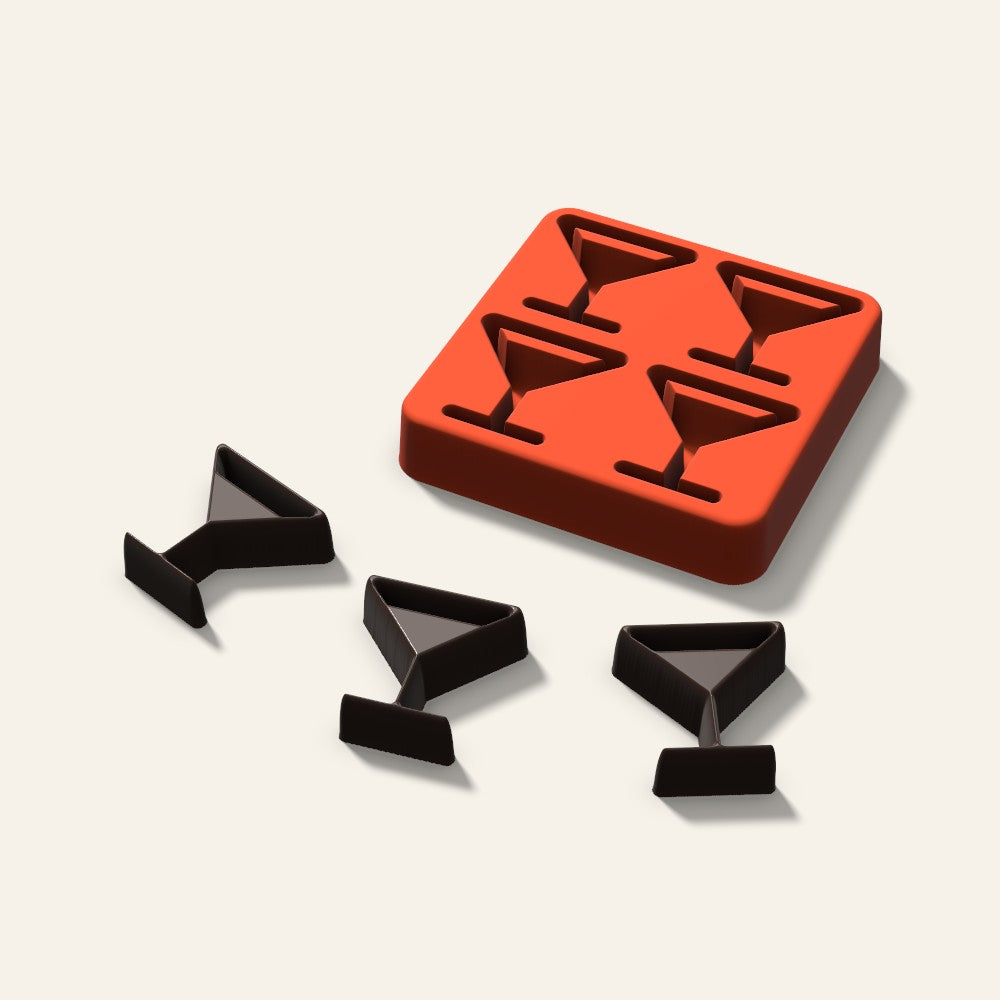 Martini Glass Chocolate Mold, 1.5 Inch, 4 Cavity, 3D render