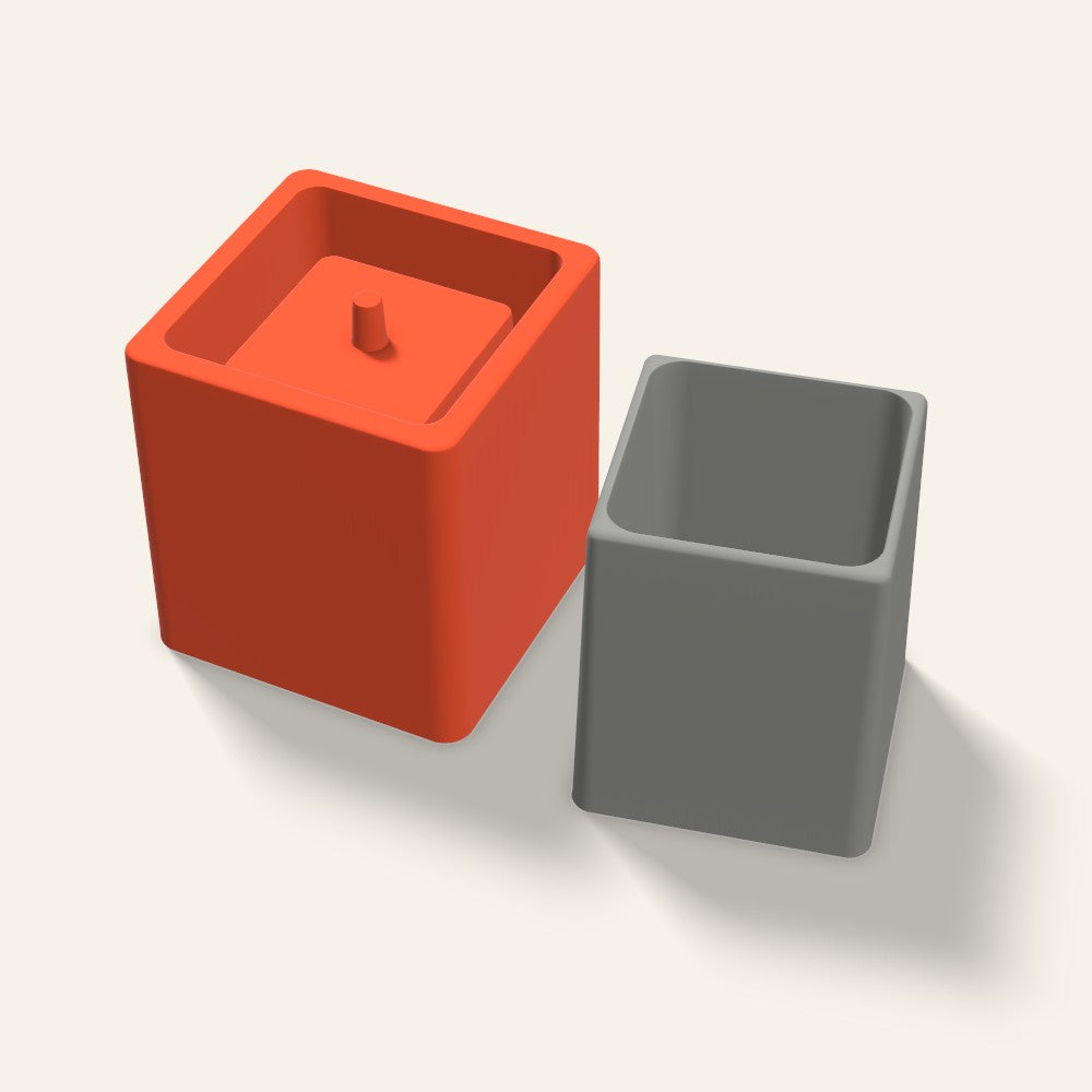 Tall Square Concrete Planter Mold, 3.5 Inch, 3D render
