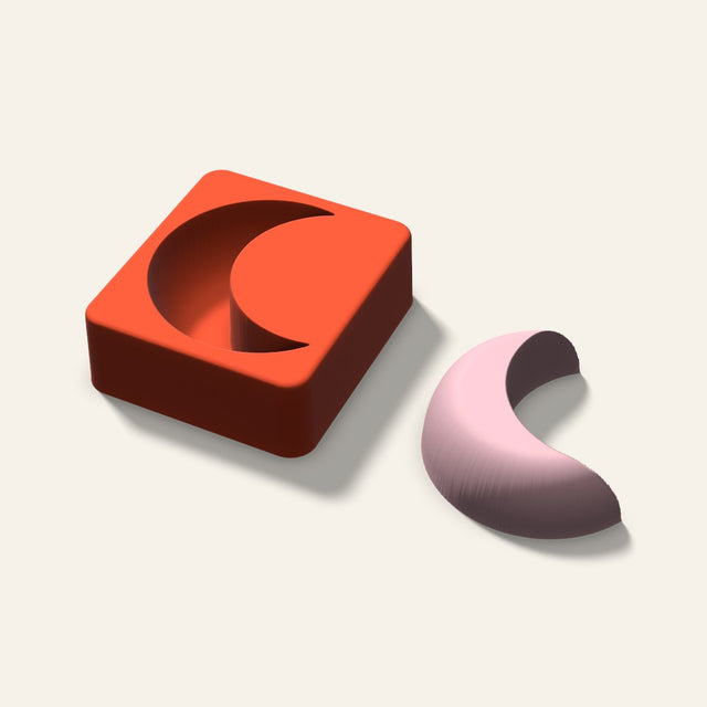 Crescent Moon Soap Mold, 3 Inch, 3D render