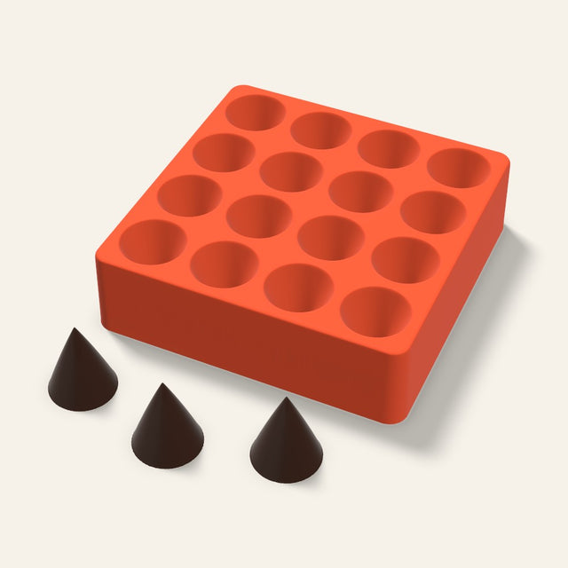 Cone Chocolate Mold, 1.25 Inch, 16 Cavity, 3D render