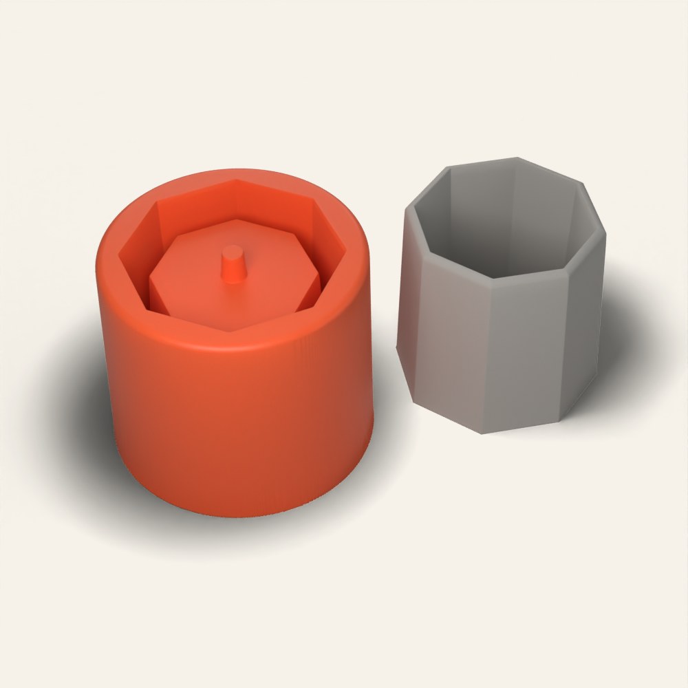 Octagon Concrete Planter Mold, 2.5 Inch, 3D render