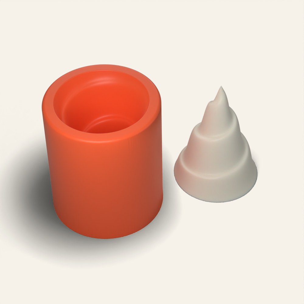 Spiral Tree Candle Mold, 3.5 Inch, 3D render